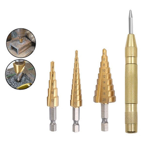 SET 1 PUNTERUOLO A SCATTO + 3 PUNTE FRESE CONICHE A SCALINO N.501059