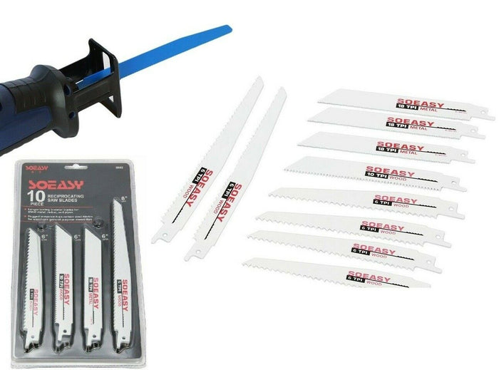 SET 10 LAME PER LEGNO E METALLO PER SEGA SEGHETTO ELETTRICA ALTERNATIVO 6" 8"