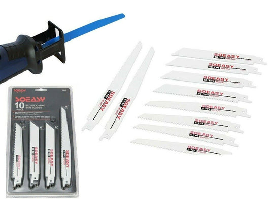SET 10 LAME PER LEGNO E METALLO PER SEGA SEGHETTO ELETTRICA ALTERNATIVO 6" 8"