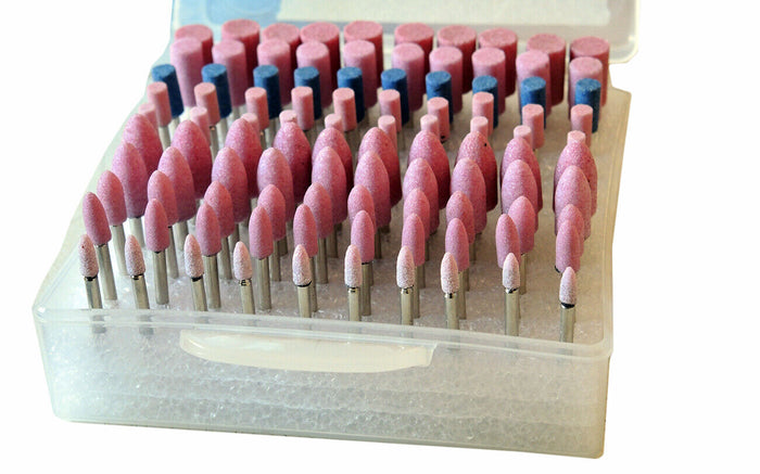 SET 100 FRESE IN PIETRA PER MINI TRAPANO DRIMMEL TESTINE 3mm LUCIDANTI ABRASIVE