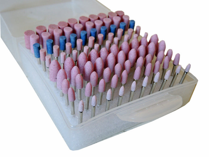 SET 100 FRESE IN PIETRA PER MINI TRAPANO DRIMMEL TESTINE 3mm LUCIDANTI ABRASIVE