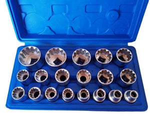 SET 19 CHIAVI A BUSSOLA TORX MILLERIGHE IN LEGA DA 1/2'' SCANALATO 8-32mm  CR-V