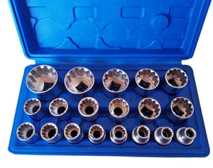 SET 19 CHIAVI A BUSSOLA TORX MILLERIGHE IN LEGA DA 1/2'' SCANALATO 8-32mm  CR-V