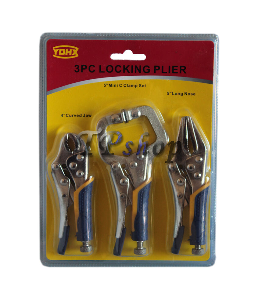 SET 3 CHIAVE PINZA PINZE SCATTO 4" 5" AUTOBLOCCANTE A PRESSIONE REGOLABILE