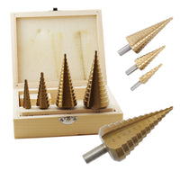 SET 4 PUNTE FRESE CONICHE A SCALINO GRADINI ALLARGA FORI 4-39 MM