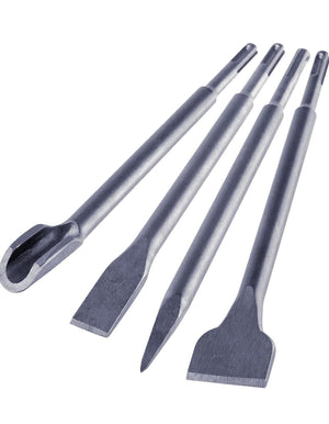 SET 4 SCALPELLI SDS PLUS 2 SPATOLA 1 A PUNTA 1 FORMA DI U MARTELLO DEMOLITORE