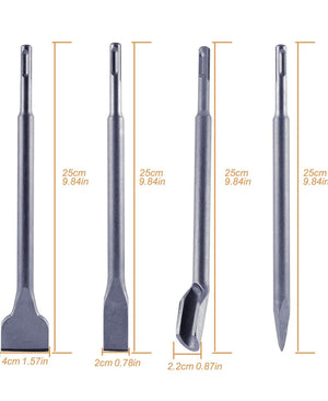 SET 4 SCALPELLI SDS PLUS 2 SPATOLA 1 A PUNTA 1 FORMA DI U MARTELLO DEMOLITORE