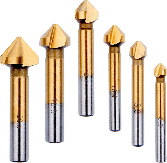 SET 6 PUNTE PER SVASATURA HSS PER TRAPANO 6,3mm 8,3mm 10,4mm 12,4mm 16,5mm 20,5