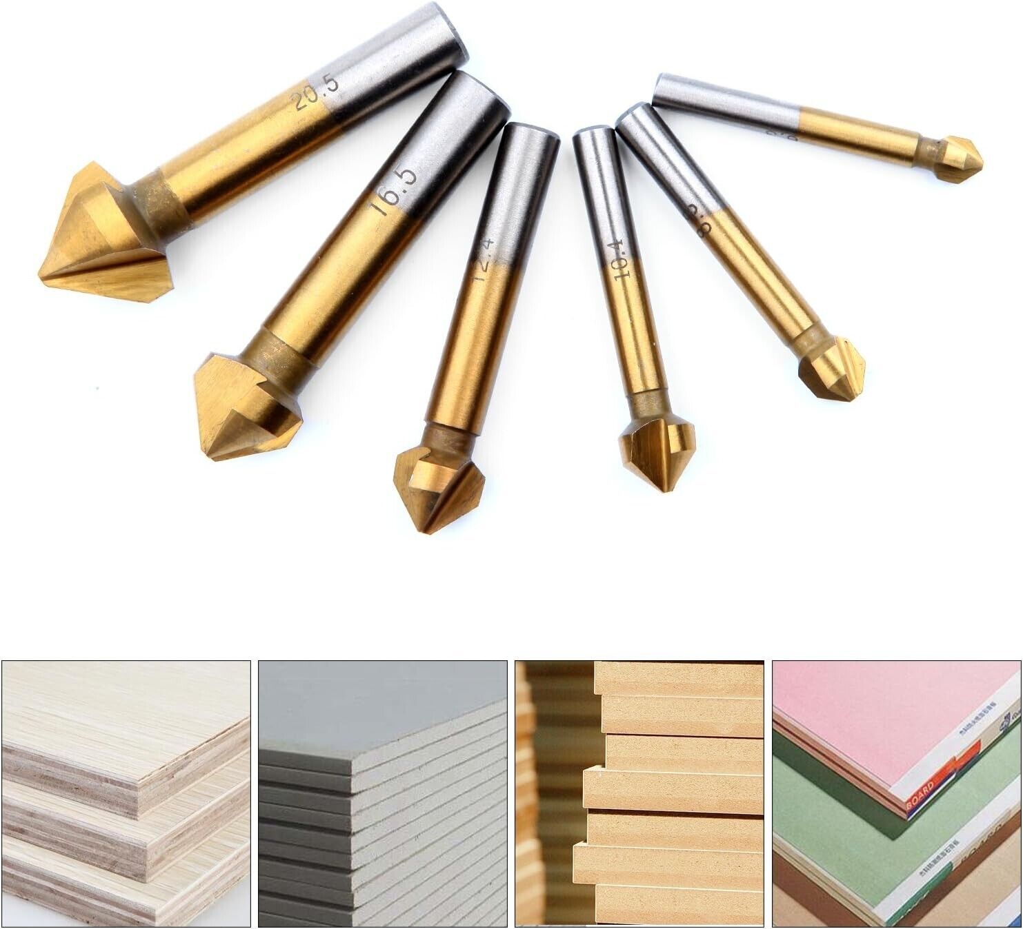 SET 6 PUNTE PER SVASATURA HSS PER TRAPANO 6,3mm 8,3mm 10,4mm 12,4mm 16,5mm 20,5