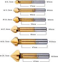 SET 6 PUNTE PER SVASATURA HSS PER TRAPANO 6,3mm 8,3mm 10,4mm 12,4mm 16,5mm 20,5