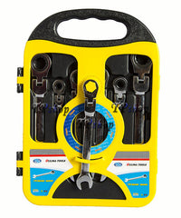 SET 7 CHIAVI A CRICCHETTO CON TESTA SNODATA MM 8/19 RATCHET IN VALIGETTA