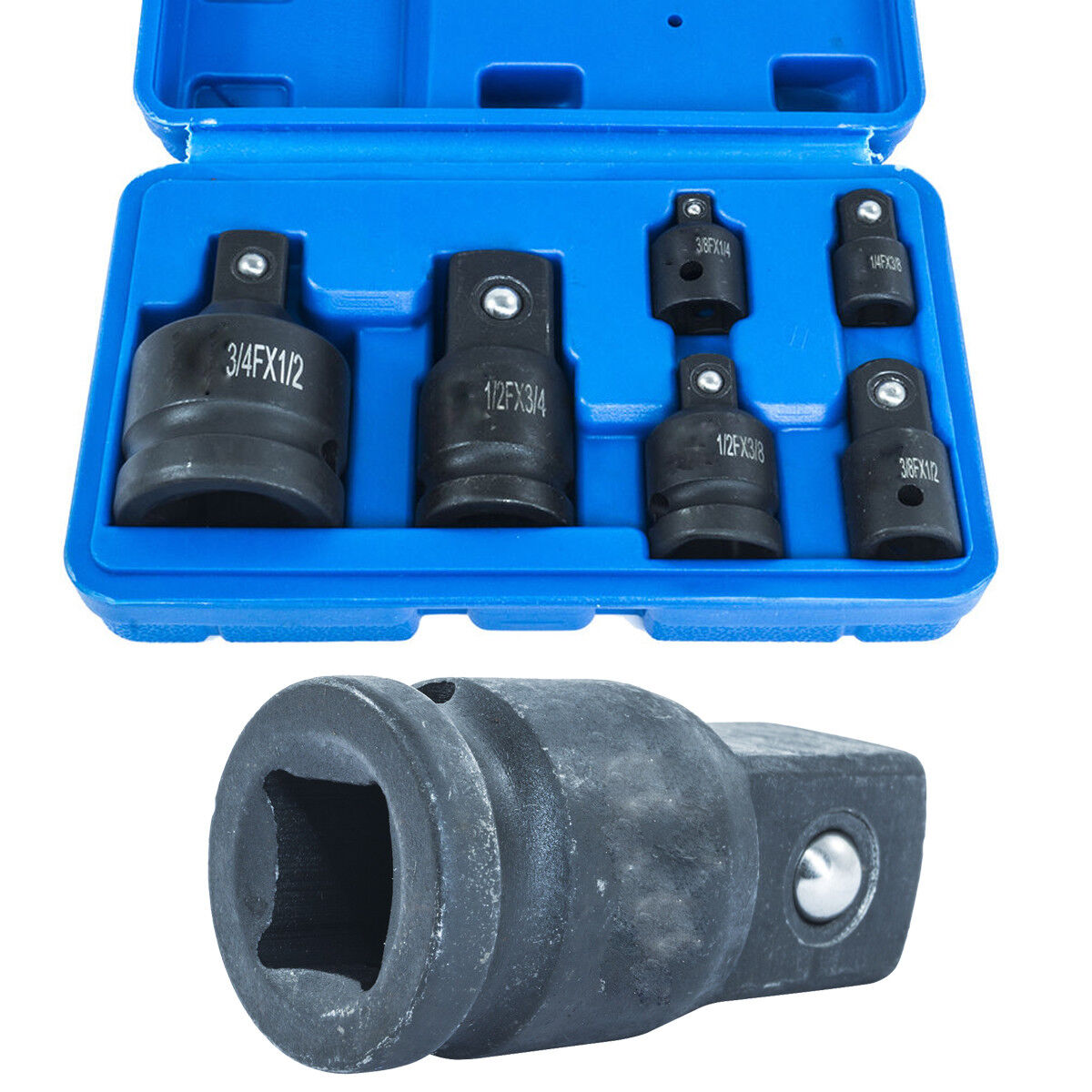 SET ADATTATORI RIDUTTORI 6 PZ IMPATTO BUSSOLE ARIA COMPRESSA UTENSILI AD ARIA