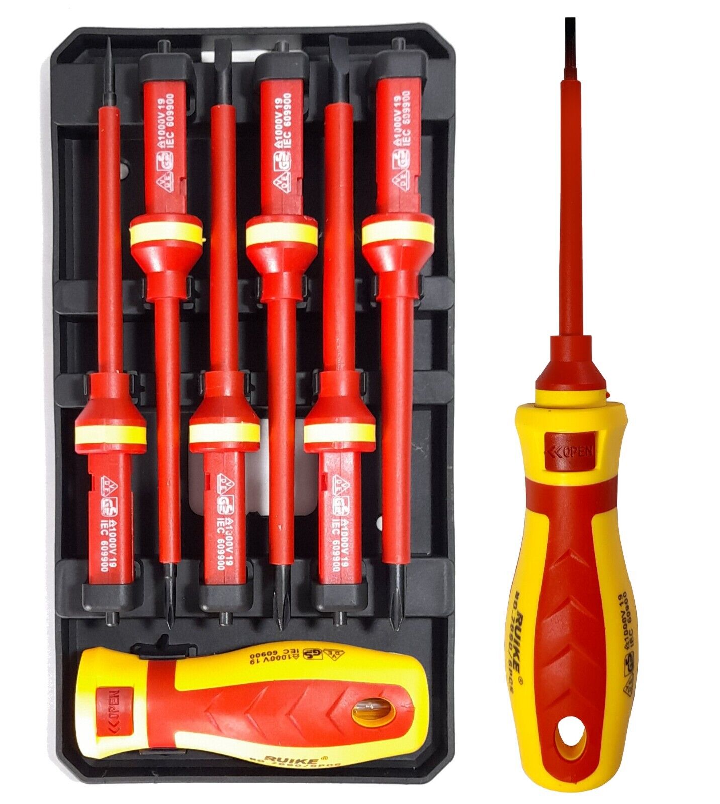 SET CACCIAVITI GIRAVITI PER ELETTRICISTA CACCIAVITE ISOLATI ISOLATO 6PZ 07283