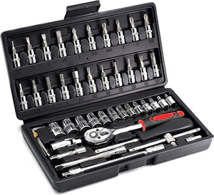 SET CHIAVI A BUSSOLA CON CRICCHETTO 46 PZ PEZZI CACCIAVITE ESAGONALE CHIAVE