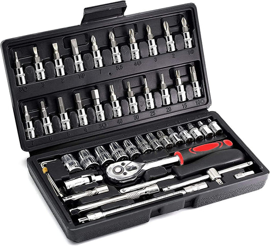 SET CHIAVI A BUSSOLA CON CRICCHETTO 46 PZ PEZZI CACCIAVITE ESAGONALE CHIAVE