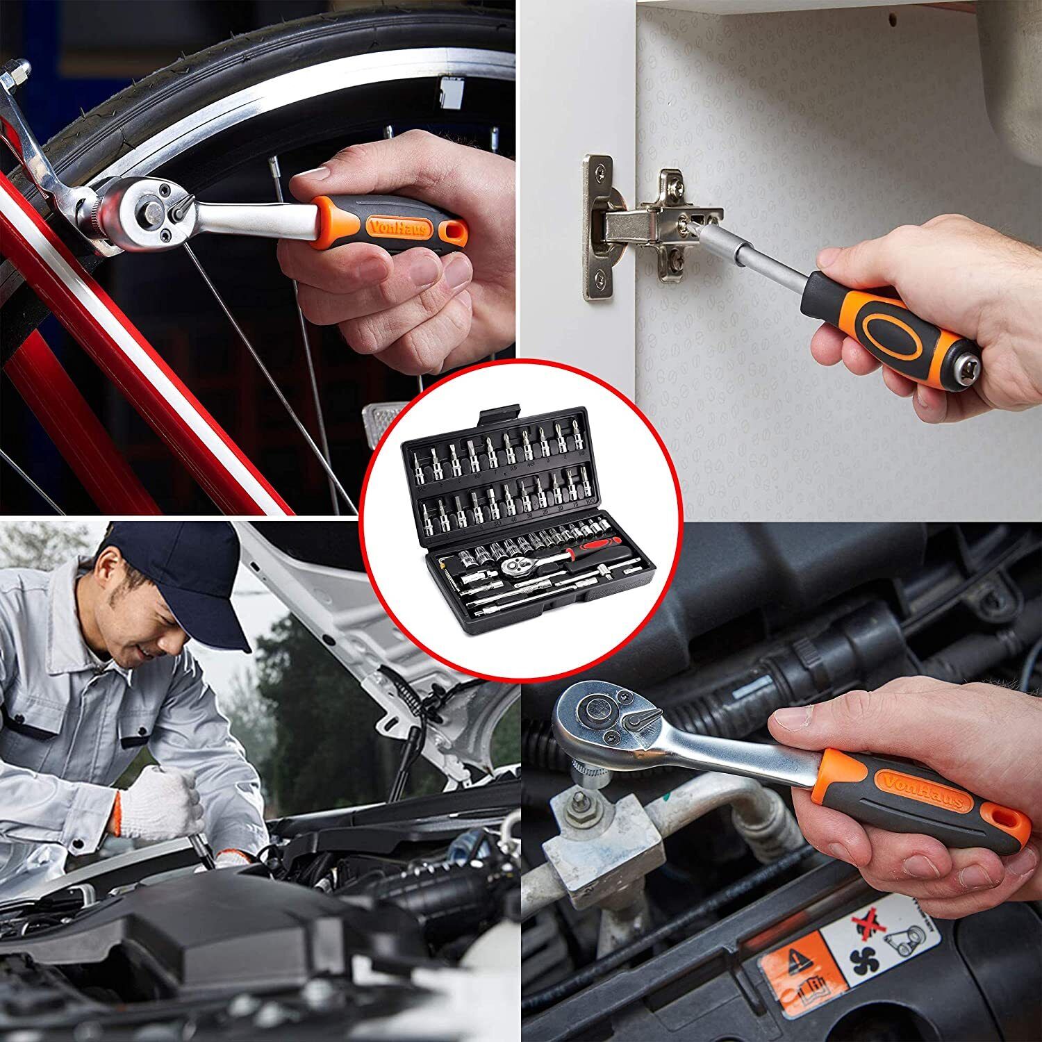 SET CHIAVI A BUSSOLA CON CRICCHETTO 46 PZ PEZZI CACCIAVITE ESAGONALE CHIAVE