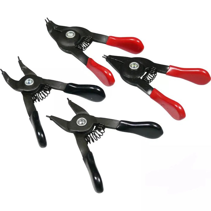 SET DA 4 PINZE PER ANELLI ELASTICI SEEGER DRITTE ANGOLO INTERNI ED ESTERNI