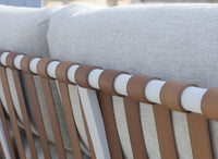 SINED Set Divano Angolo 6 Posti in Alluminio e Teak FSC con Cuscini Idrorepellenti 2 Tavolini Abbinati Colore Crema Uso Esterno-Interno - Modello BRA