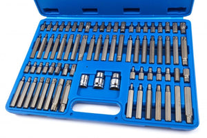 SET INSERTI 75 PEZZI TORX RIBE ESAGONALI MILLERIGHE ACCIAIO CRV 1/2" 3/8"