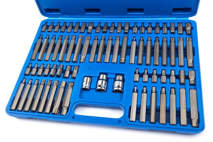 SET INSERTI 75 PEZZI TORX RIBE ESAGONALI MILLERIGHE ACCIAIO CRV 1/2" 3/8"