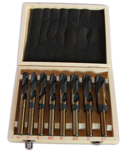 SET KIT 8 PUNTE TRAPANO PER FORARE FERRO KIT FRESE FRESA COFANETTO IN LEGNO