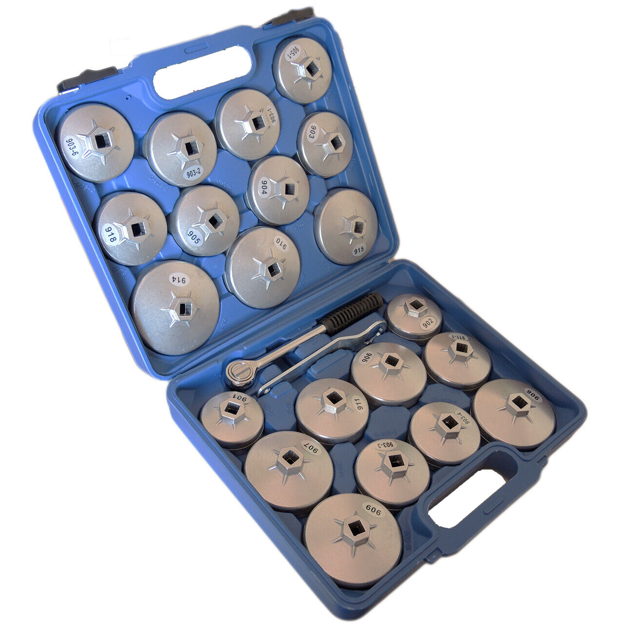 SET KIT CHIAVE A TAZZA PER FILTRO OLIO 23 PZ AUTO CON CHIAVE A CRICHETTO