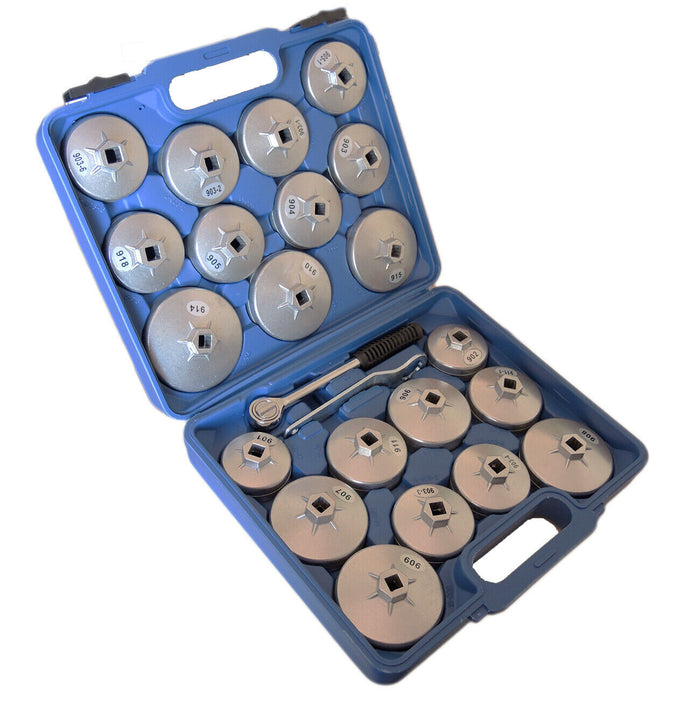 SET KIT CHIAVE A TAZZA PER FILTRO OLIO 23 PZ AUTO CON CHIAVE A CRICHETTO