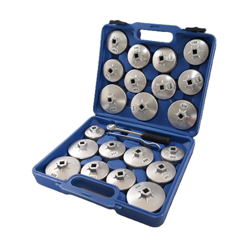 SET KIT CHIAVE A TAZZA PER FILTRO OLIO 23 PZ AUTO CON CHIAVE A CRICHETTO