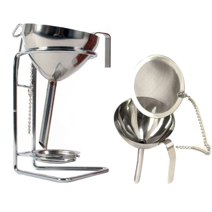 SET PER TRAVASO DECANTARE VINO RIMUOVI SEDIMENTI SETACCIO IN ACCIAIO 95489