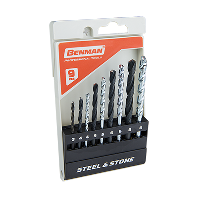 SET PUNTE PER CEMENTO E METALLO HSS & STONE 9PZ - BENMAN 