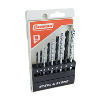 SET PUNTE PER CEMENTO E METALLO HSS & STONE 9PZ - BENMAN 