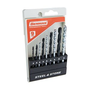 SET PUNTE PER CEMENTO E METALLO HSS & STONE 9PZ - BENMAN 