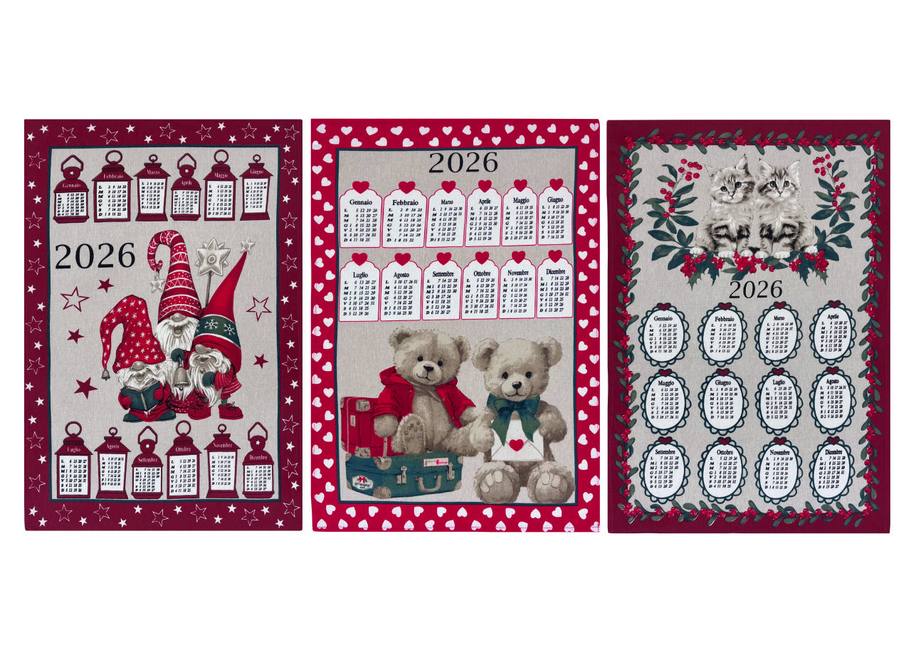 Set 6 Strofinaccio Asciugamano Cucina Natale Calendario In Cotone Made Italy