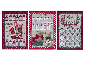 Set 6 Strofinaccio Asciugamano Cucina Natale Calendario In Cotone Made Italy