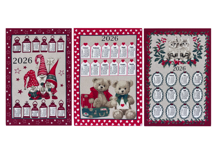 Set 6 Strofinaccio Asciugamano Cucina Natale Calendario In Cotone Made Italy