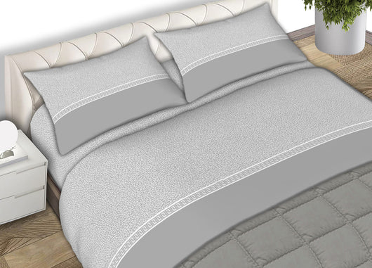 Completo Lenzuola In 100% Cotone Fantasia Borbon - Matrimoniale - Grigio