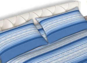 Completo Lenzuola 100% Cotone Made Italy Fantasia Line C.N. - 1 Piazza e Mezza - Azzurro