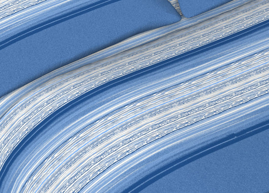 Completo Lenzuola 100% Cotone Made Italy Fantasia Line C.N. - 1 Piazza e Mezza - Azzurro