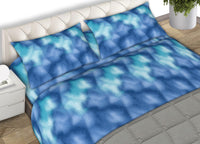 Completo Lenzuola Letto Singolo e Matrimoniale 100% Cotone Made Italy In Varie Fantasie C.N - Matrimoniale - Top Blu