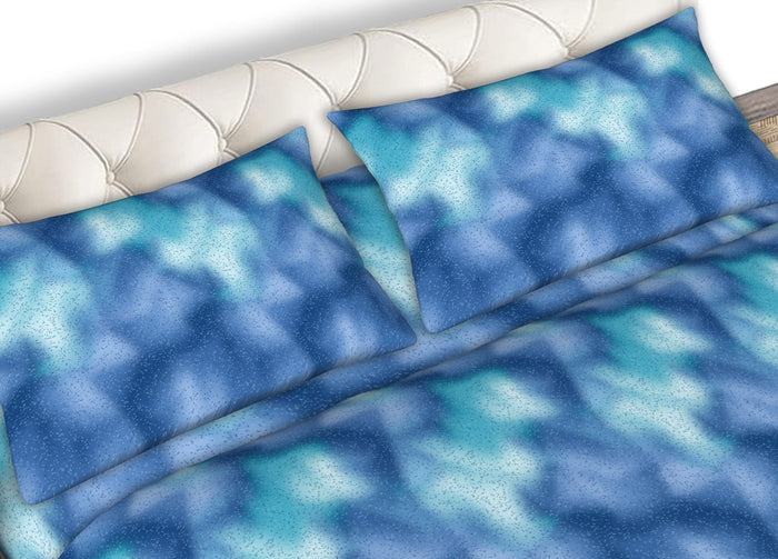 Completo Lenzuola Letto Singolo e Matrimoniale 100% Cotone Made Italy In Varie Fantasie C.N - Matrimoniale - Top Blu