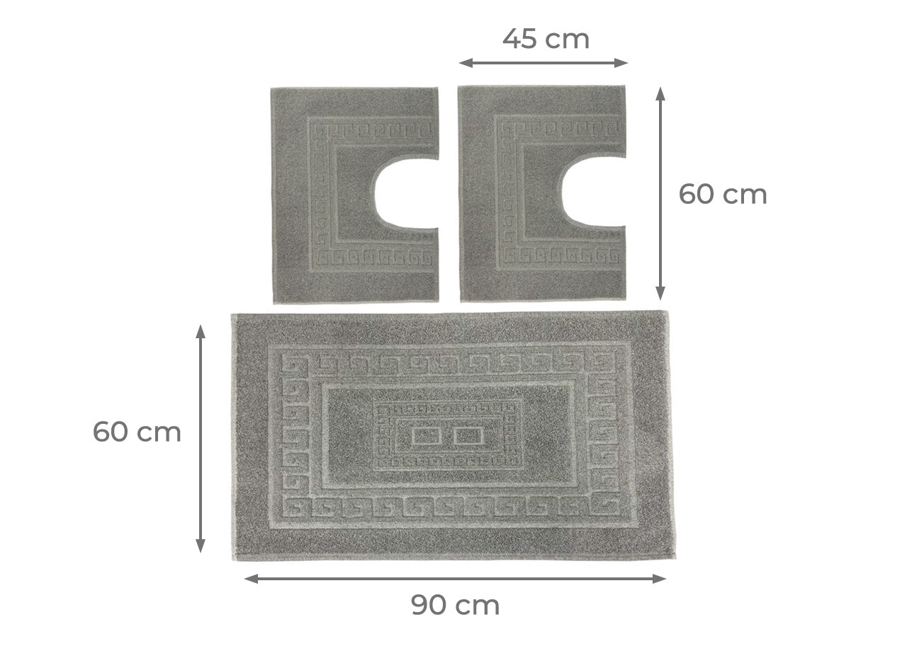 Tappeto Da Bagno Disegno Torino Colore Grigio - Par 3Pezzi - Grigio