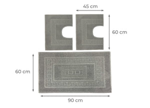 Tappeto Da Bagno Disegno Torino Colore Grigio - Par 3Pezzi - Grigio