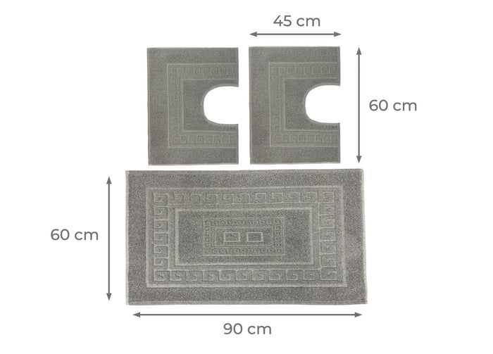 Tappeto Da Bagno Disegno Torino Colore Grigio - Par 3Pezzi - Grigio