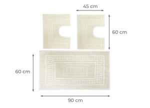 Tappeto Da Bagno Disegno Torino Colore Panna - Par 3Pezzi - Panna