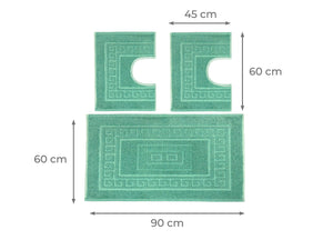 Tappeto Da Bagno Disegno Torino Colore Verde - Par 3Pezzi - Verde