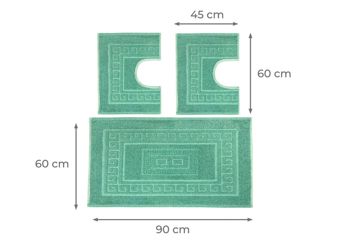 Tappeto Da Bagno Disegno Torino Colore Verde - Par 3Pezzi - Verde