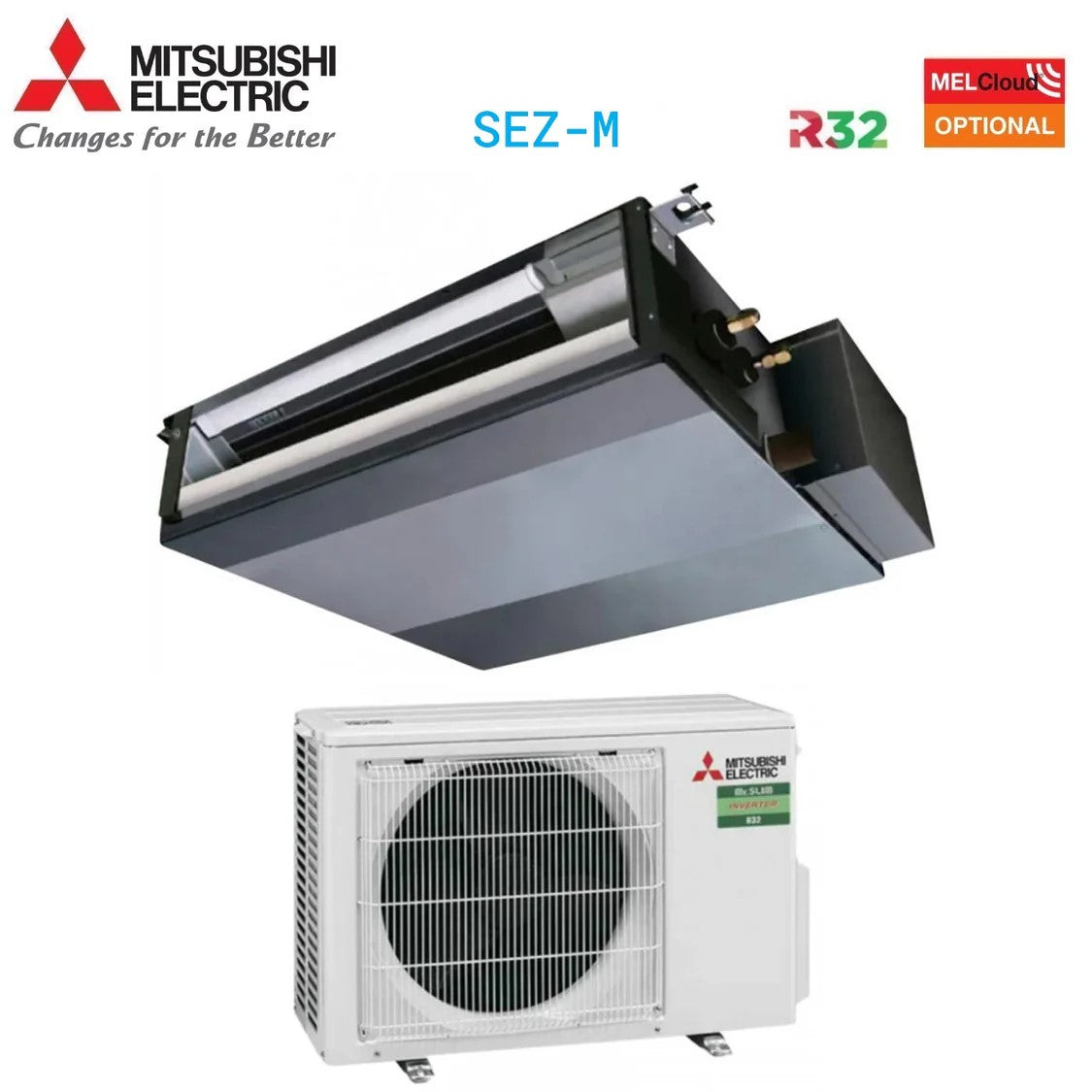 Climatizzatore Condizionatore Mitsubishi Electric Canalizzato Canalizzabile Inverter 9000 Btu SEZ-M25DA + SUZ-M25VA R-32 Wi-Fi Optional
