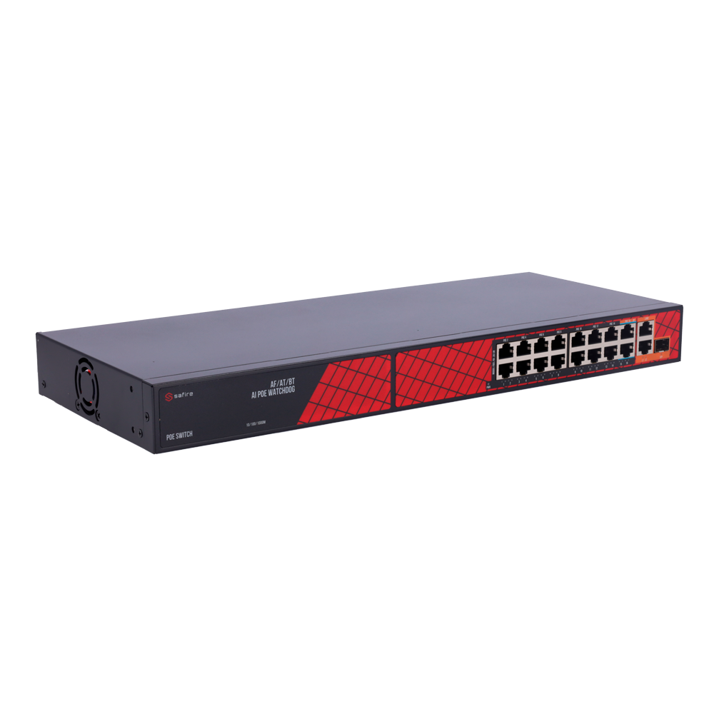 SF-SW1916HIPOE-HF-300 Ethernet PoE Hybrid<br />Switch 16 RJ45 ports (14xPoE+ 2xHi-PoE) 2 Uplink<br />RJ45 1SFP