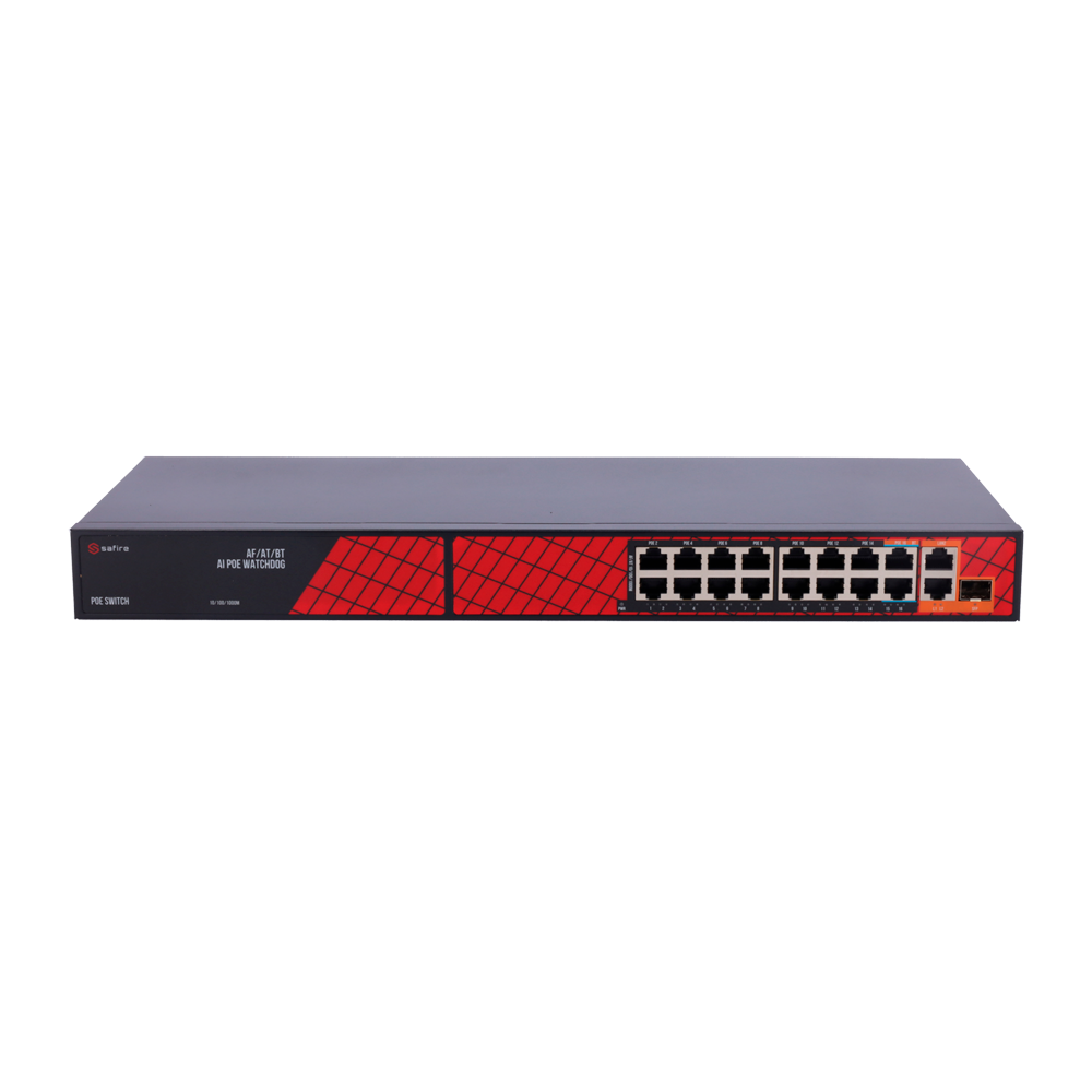 SF-SW1916HIPOE-HF-300 Ethernet PoE Hybrid<br />Switch 16 RJ45 ports (14xPoE+ 2xHi-PoE) 2 Uplink<br />RJ45 1SFP