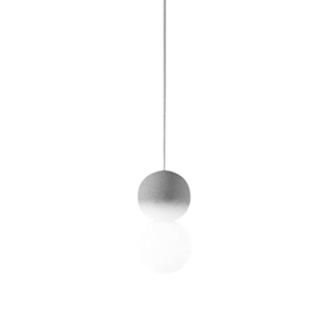 Sfera - Lampada a sospensione singola con sfera in cemento grigio chiaro e vetro opale - 1XG9 max 1X7W, montatura bianca, IP20